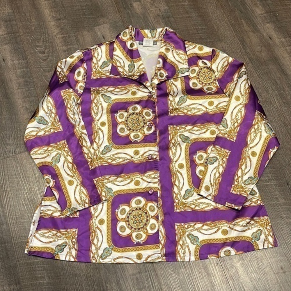 Vintage Jessica Holbrook button down Versace style print